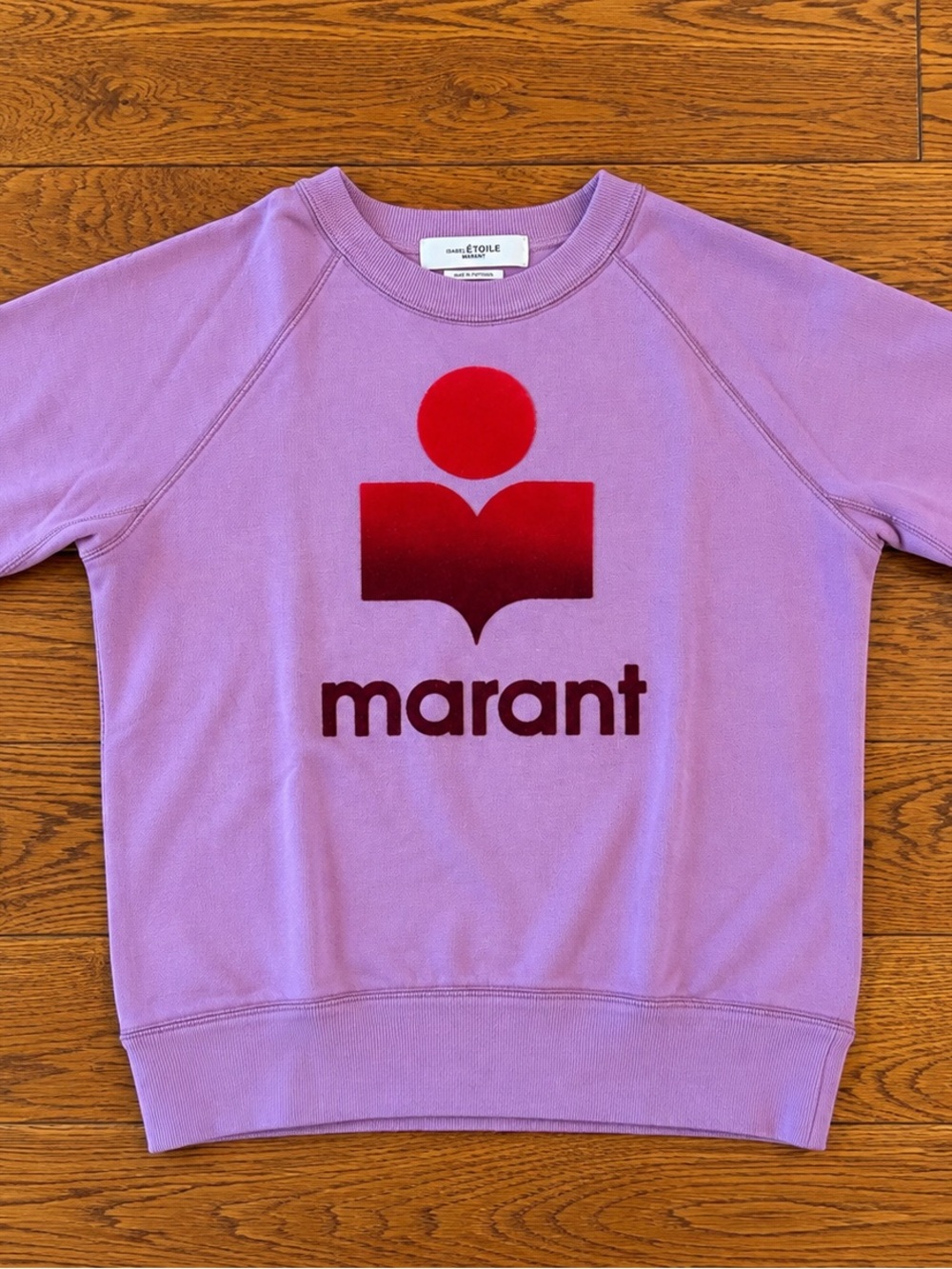 Isabel Marant Lilac Crewneck Sweatshirt with Red Logo
